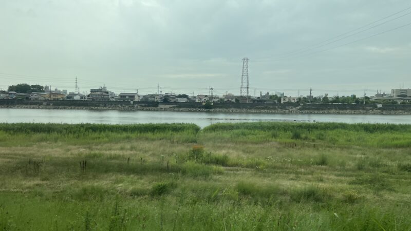 道路から見える土手の景色