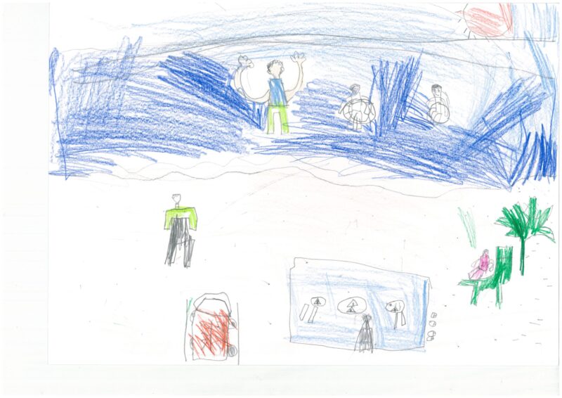 うみにみんなでいったよ。